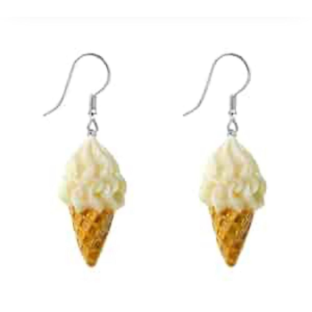 Soft serve ice cream cone statement earrings